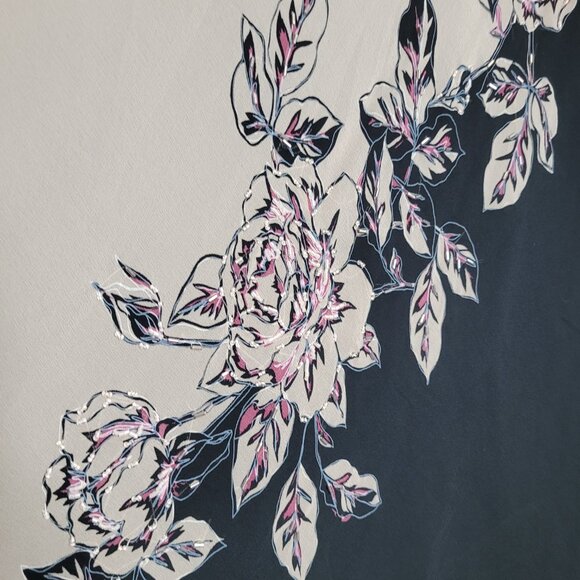 Vintage Adrianna Papell silk beaded black pink maxi pull on elegant skirt 22w - Picture 3 of 8